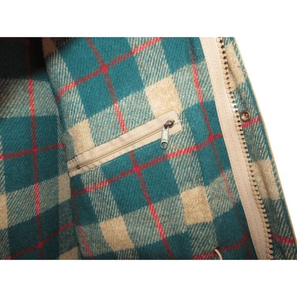 WOOLRICH VINTAGE 70s Men's Parka Field Jacket Wool Plaid Lining Tan Size M USA - Picture 6 of 8